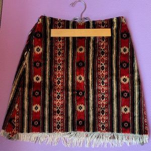 💎 Vintage High Waisted Velvet Mini Skirt w Fringe